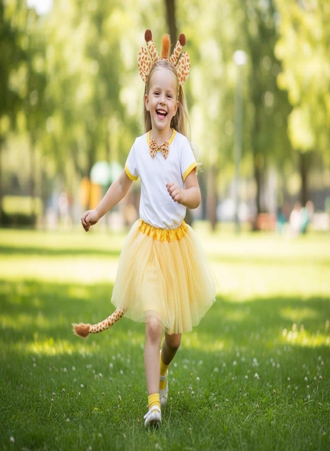 JOINPAYA Giraffe Headband Set for Kids 4Pcs Plush Costume Accessories with Headband Bow Tie Tail and Tutu Skirt Perfect for Role Play and Decorations - Image 3